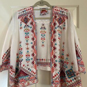 Johnny Was Embroidered Linen Kimono